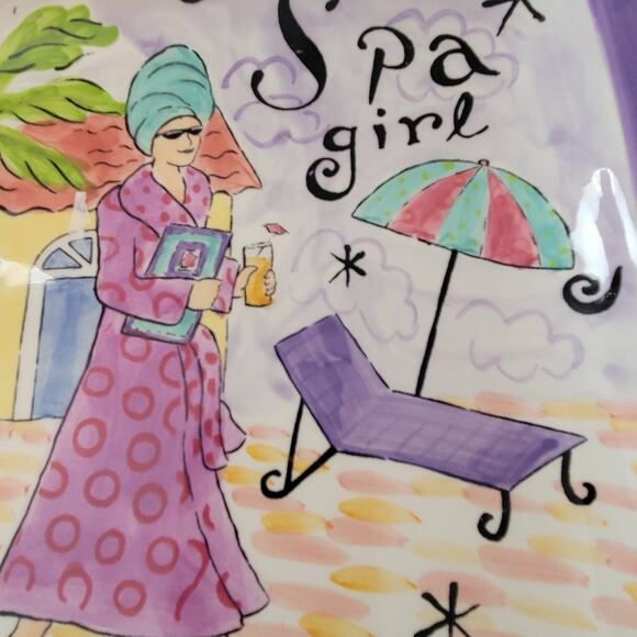 Certified International Jennifer Brinley Salad Plates Spa Girl  Set of Two - Picture 4 of 8